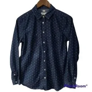 LOFT Tops Loft Medium Denim Chambray Heart Button Shirt M Med